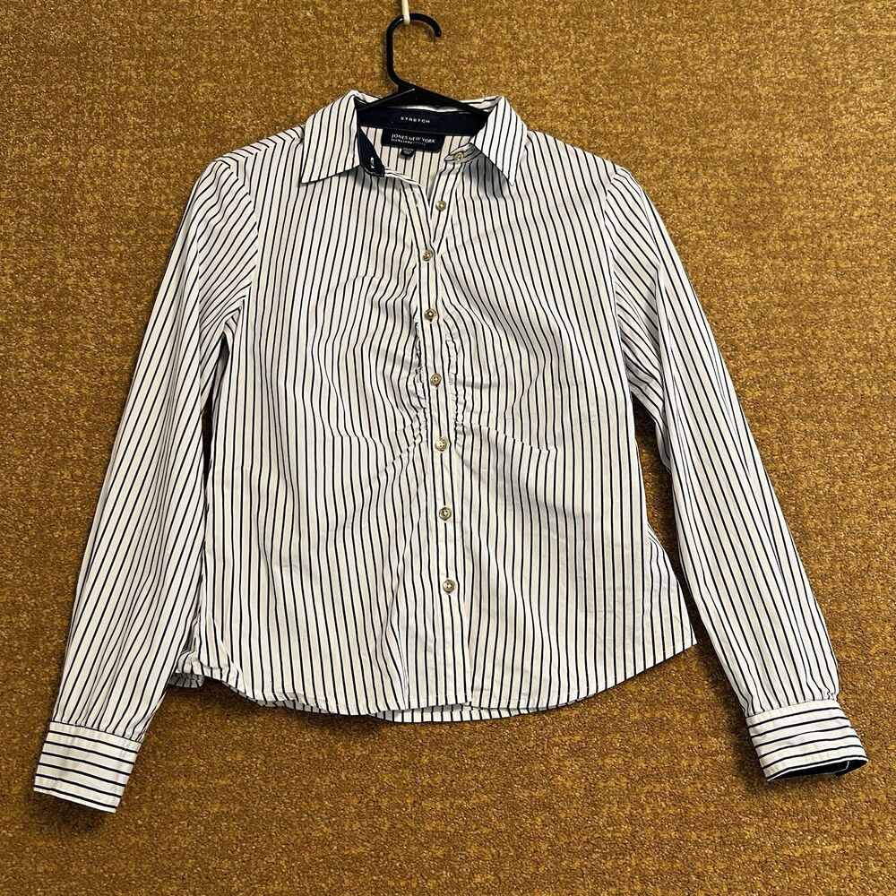 Jones New York Y2K Button Up Rouched Gold Buttons Petite S